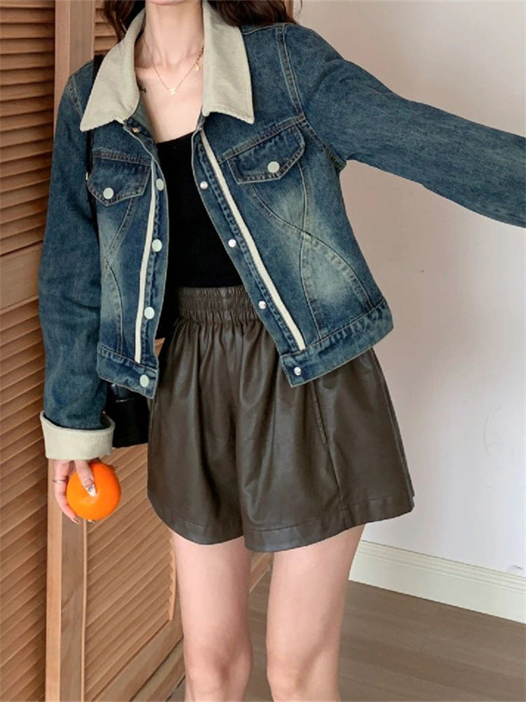 Brown High Waisted Faux Plus Size Leather Shorts