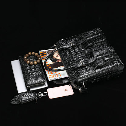 Men’s Crocodile Leather Business Briefcase Bag