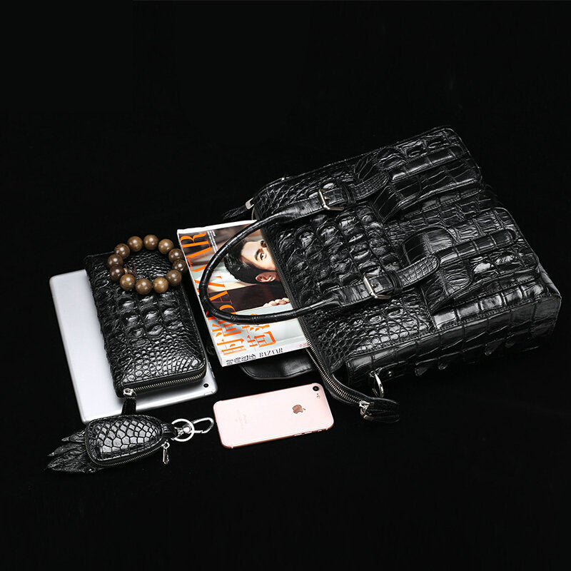 Men’s Siamese Crocodile Leather Handbag
