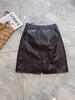 Genuine Leather Mini Skirt High Waist Slit
