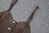 Leather Camisole Vest Cropped Corset Top with Snap Belt