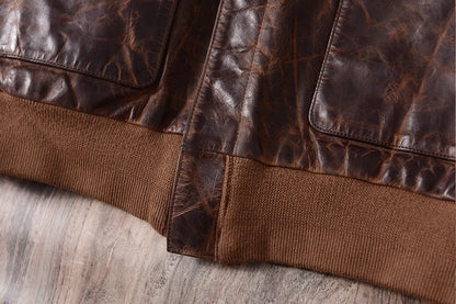 Mens Distressed Oil Wax Cowhide Leather Jacket