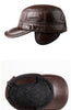 Genuine leather cap for men's with big brim