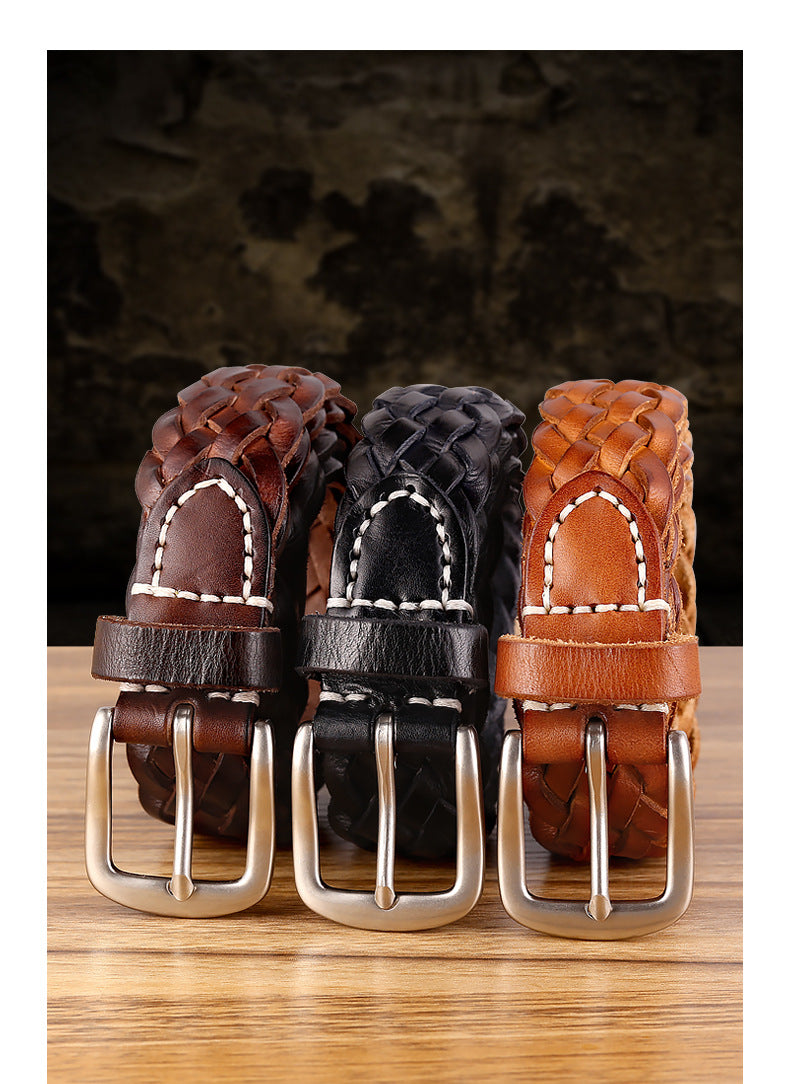 Braided Real Leather Belt For Women