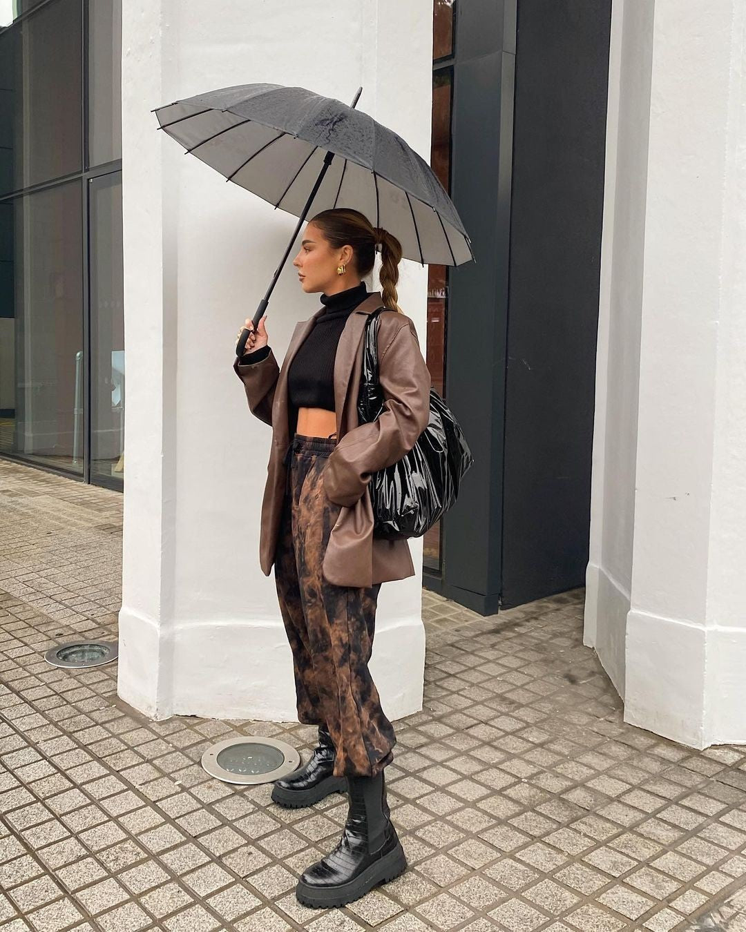 Women's faux leather blazer jacket