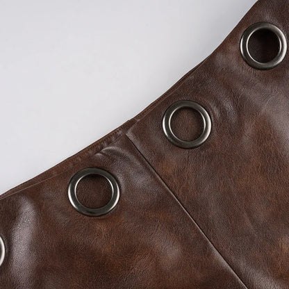 Women faux leather low rise ring-waist shorts