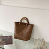 Large Rattan Beach Tote Bag with Bamboo Handles