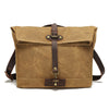 Canvas Messenger Bag with Waxed Finish and Top-Grain Cowhide Leather