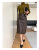 High waisted genuine leather midi skirt