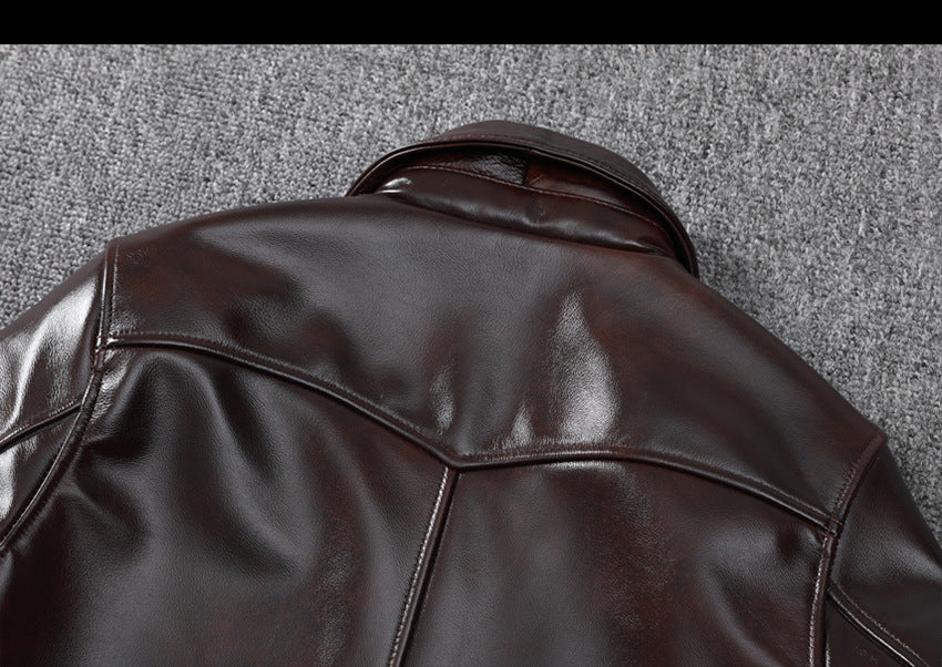 Men’s Genuine Leather Aviator Jacket Wax Finish Flight Style