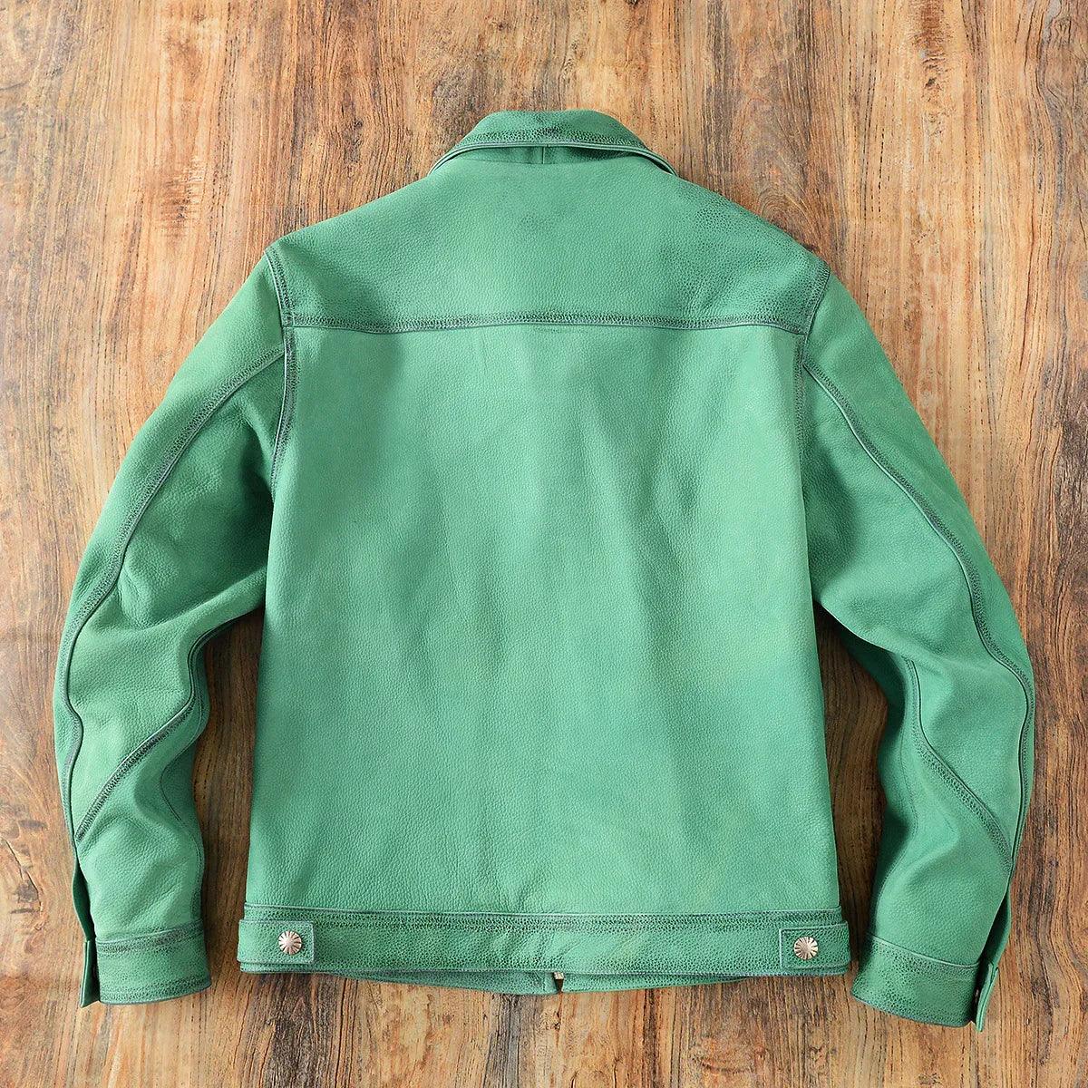 Men’s Distressed Emerald Green Leather Jacket