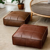 Faux Leather Pouf Ottoman Floor Cushion Cover