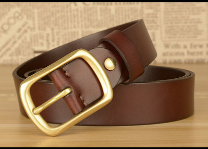Men’s Top-Grain Cowhide Belt with Solid Copper Buckle