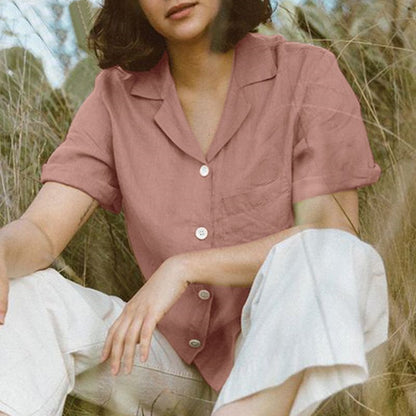 summer short sleeve button down shirts for women