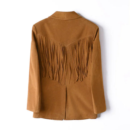 Women Suede Tassel Leather Jacket