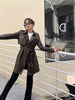 Women sheepskin leather trench coat jacket