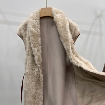Reversible Women Sheepskin Fur And Cashmere Vest