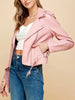 Women PU Cropped Leather Biker Jacket