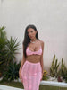Pink Crochet Bikini & Floral Knit Beach Outfit