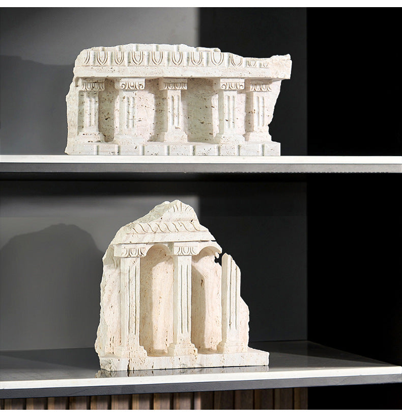 Roman  Yellow Travertine Marble Column Ornament