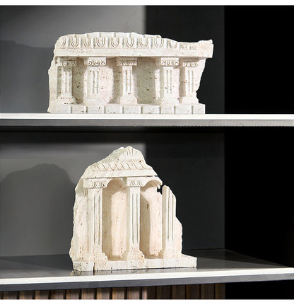 Roman  Yellow Travertine Marble Column Ornament