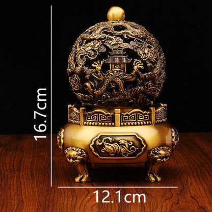Incense Burner with Dragon Relief and Ornate Hollowed Lid
