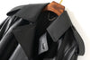 Women Leather Trench Coat Double-Breasted Long Belted