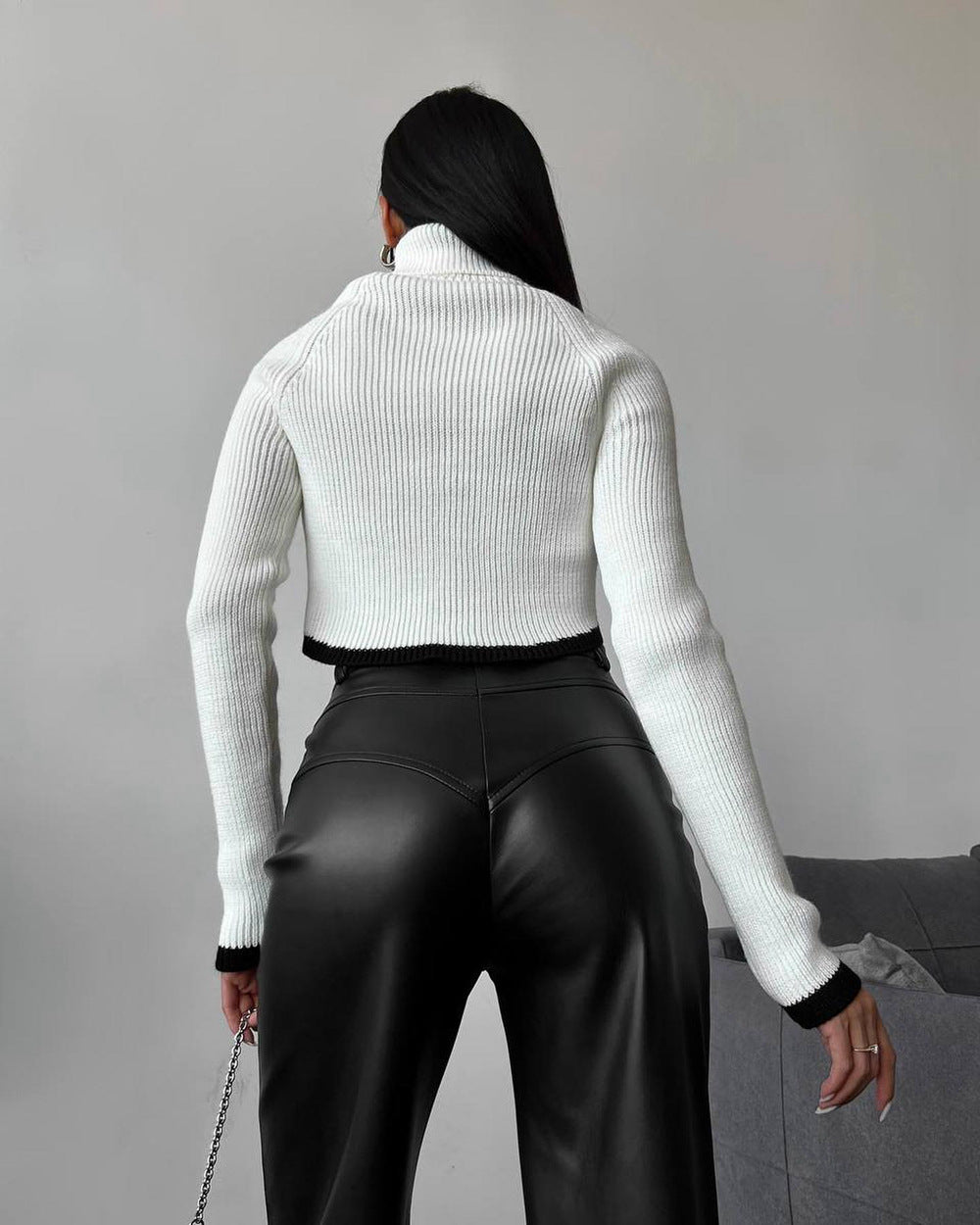 Leather Wide Leg Pants Women
