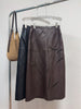 Women’s Leather Maxi Skirt with Embroidered Hollow Detailing