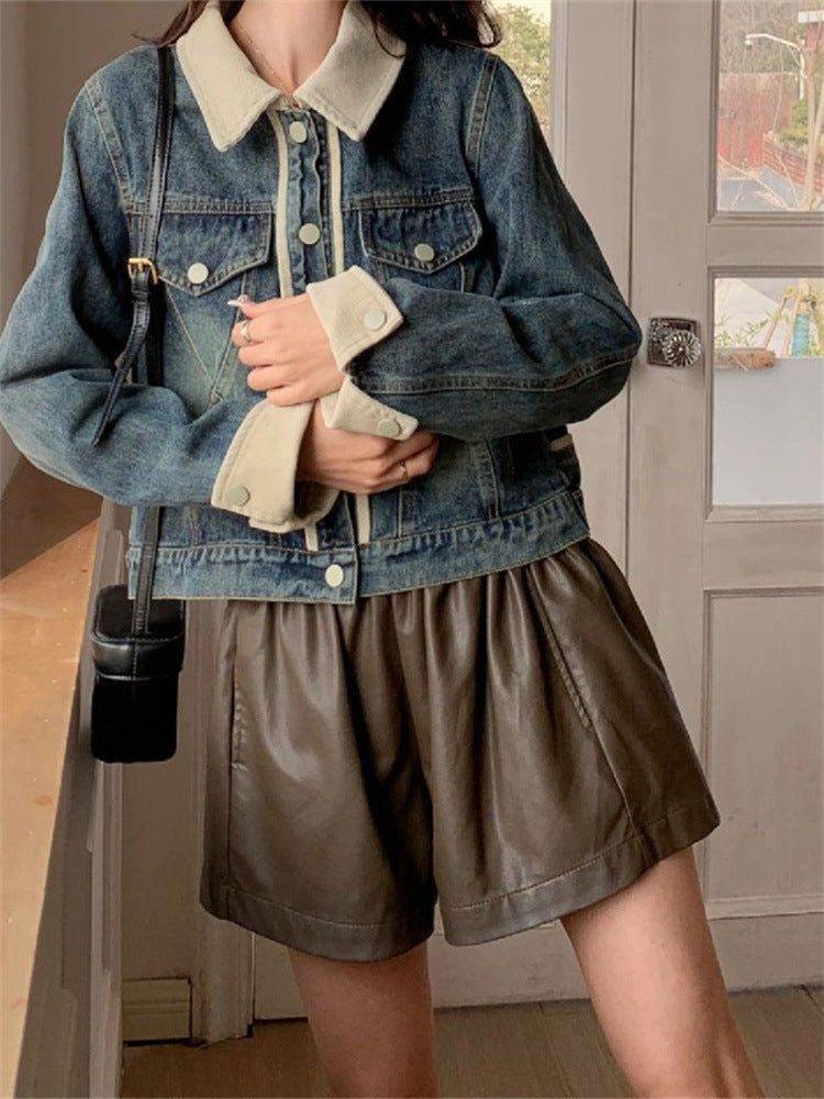 Brown High Waisted Faux Plus Size Leather Shorts
