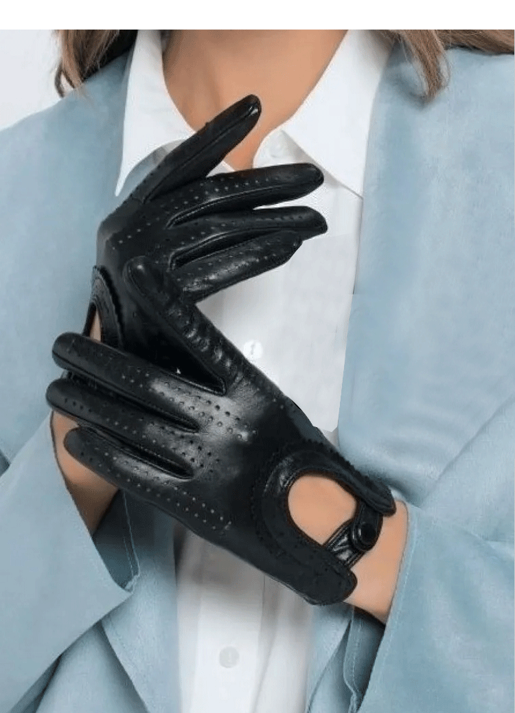Women’s Leather Gloves in Perforated Lambskin for Driving and Riding