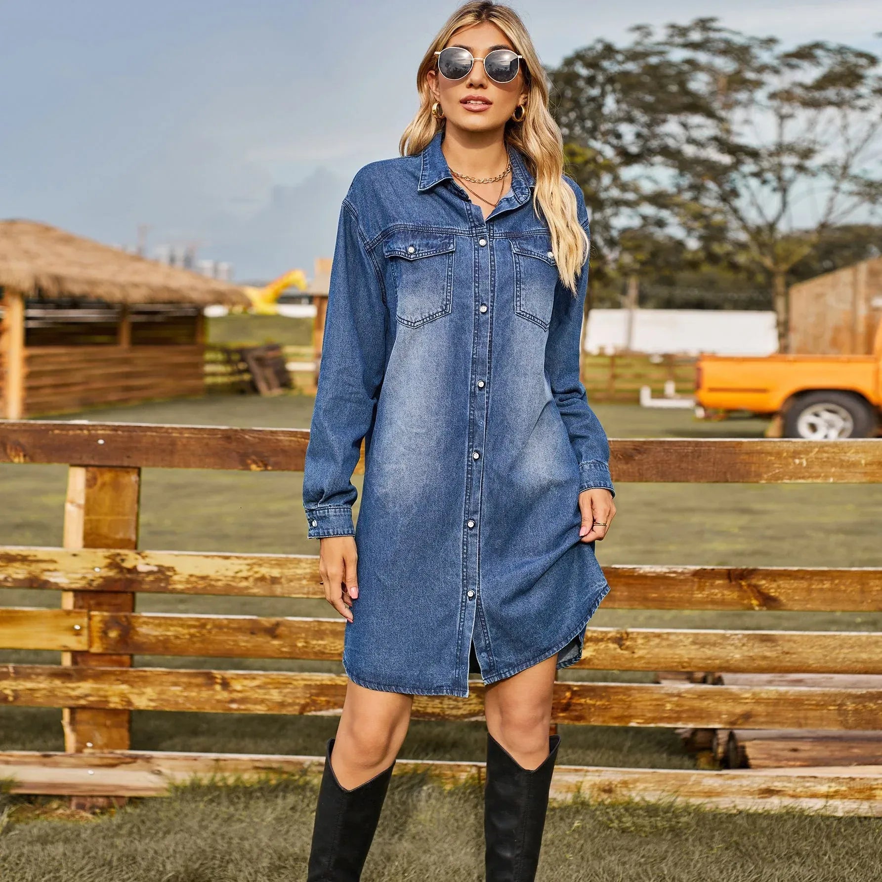 denim shirt dress oversized Lightweight Oversized Denim Long Shirt Dress for Women