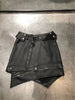 High-Waisted Irregular Hem Motorcycle Leather Mini Skirt
