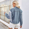 Washed Western Fringe Denim Jacket for Women