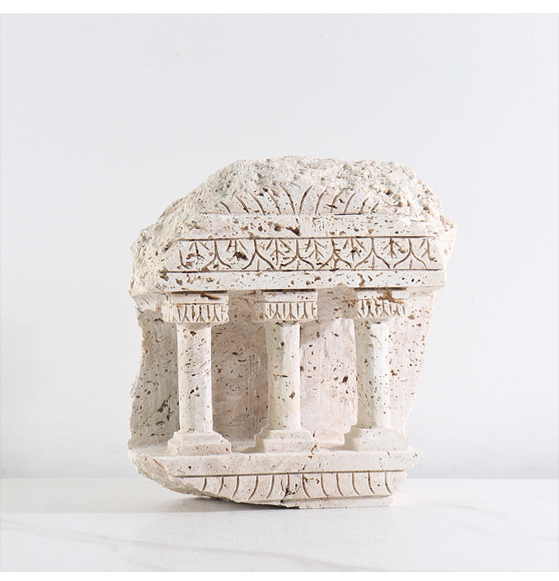 Roman  Yellow Travertine Marble Column Ornament