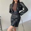 Leather Wrap Knot Side Skirt