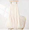 White pleated mesh skirt with elastic waistband