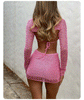 Pink Crochet Mesh Bikini Cover-Up Set