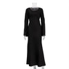black ruched long sleeve maxi dress