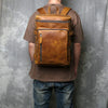 Retro leather backpack for men 15 inch laptop