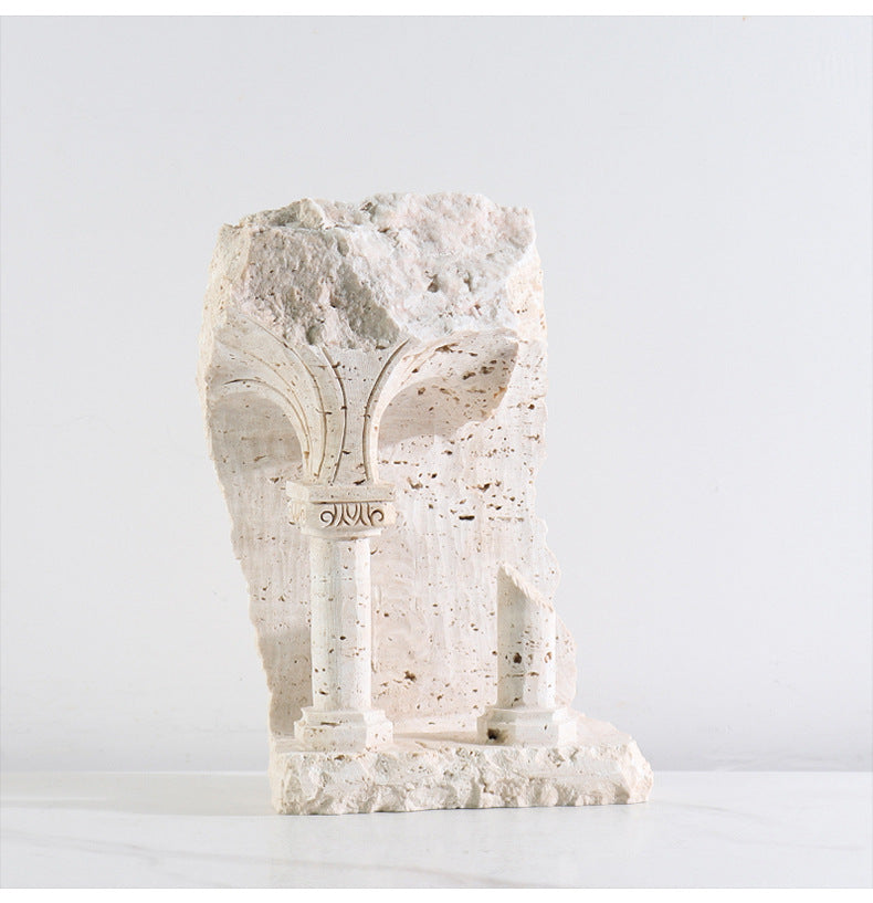 Roman  Yellow Travertine Marble Column Ornament