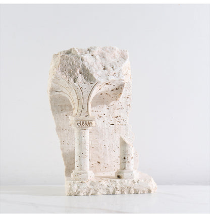 Roman  Yellow Travertine Marble Column Ornament