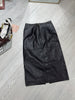 Women’s Real Leather Mid-Length Skirt with Back Slit