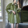 Women Oversized Avocado Green PU Jacket Two-Piece Set