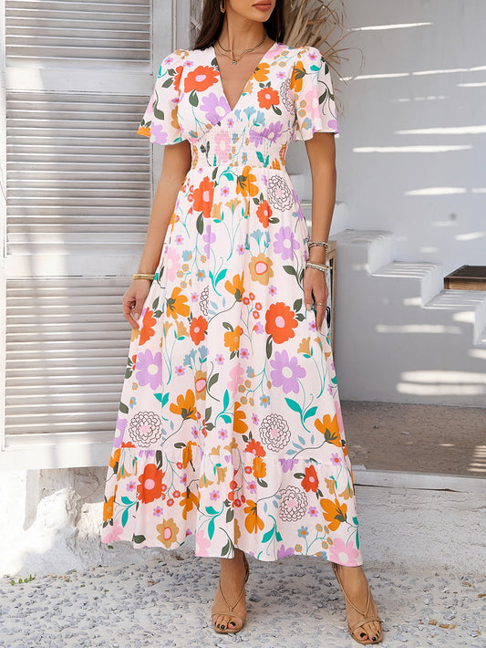 Floral Print Casual Maxi Dress for Women Summer Vacations