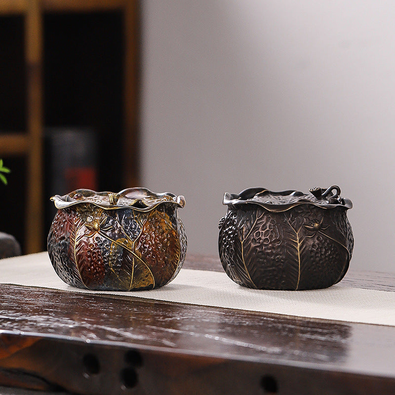 Coil Incense Burner with Brass Body and Removable Floral Lid