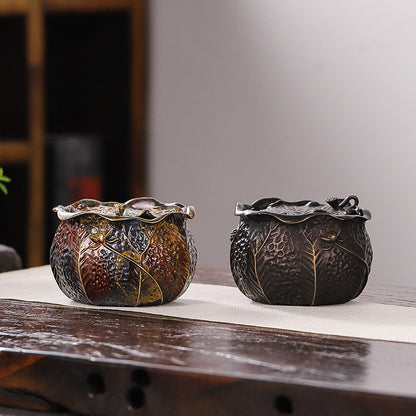 Coil Incense Burner with Brass Body and Removable Floral Lid