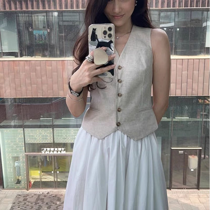 Knitted Fabric Womens Sleeveless Vest