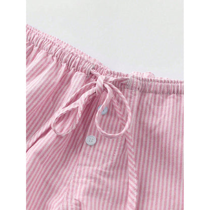 front buttons striped boxer shorts women