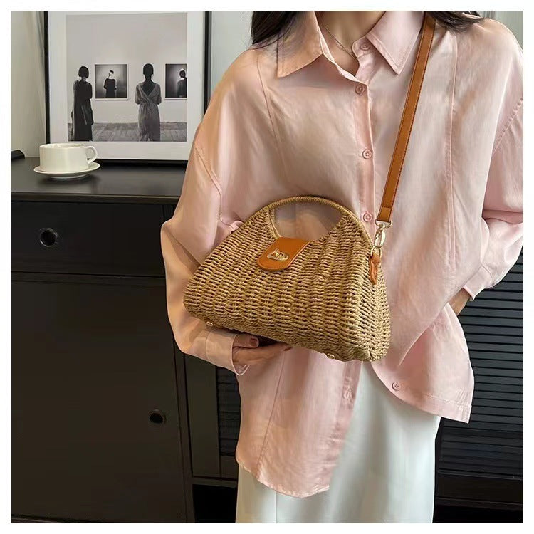 Straw Woven Beach Crossbody Bag for Women